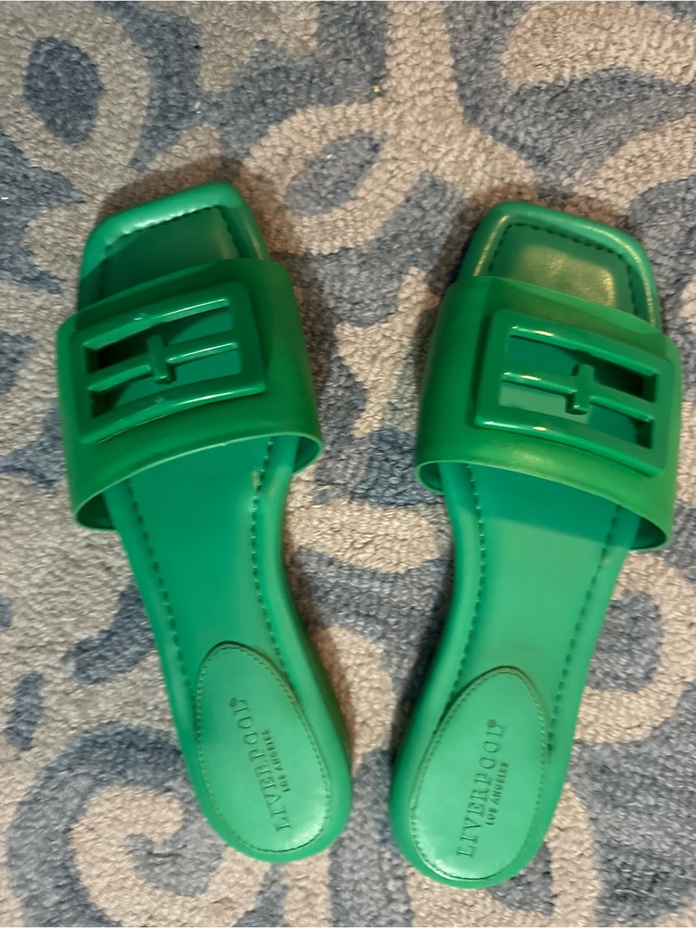 Liverpool Green Slide Sandals